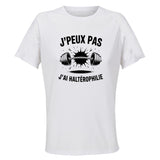 Maillot de Sport Femme Halterophilie J'peux Pas - T-Shirt Respirant Polyester Manches Courtes - Cadeau Sportive Anniversaire Noël Fête des Mères
