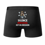 Caleçon Emmanuel Silence Emmanuel est en Mission - Humour Boxer Coton Idée Cadeau