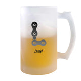 Verre à Bière Luigi Lettre Chaine | Chope de Bière Pinte | Idée Cadeau Prénom Motard Biker Mob Anniversaire Papa Collègue Départ Retraite Noël