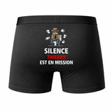 Caleçon Thierry Silence Thierry est en Mission - Humour Boxer Coton Idée Cadeau