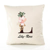 Housse de Coussin Premium Lily-Rose Lettre - Coton Canvas Fairtrade Beige Idée Cadeau Décoration Canapé 40x40