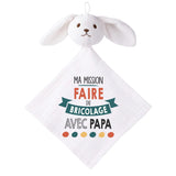 Doudou Bébé Lapin Ma Mission Bricolage avec Papa Gaze de Coton Cadeau Baby Shower