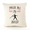 Housse de Coussin Premium Javelot Homme Version Blanc - Coton Canvas Fairtrade Beige Idée Cadeau Décoration Canapé 40x40