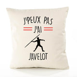 Housse de Coussin Premium Javelot Homme Version Blanc - Coton Canvas Fairtrade Beige Idée Cadeau Décoration Canapé 40x40