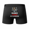 Caleçon Léandre Silence Léandre est en Mission - Humour Boxer Coton Idée Cadeau