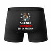 Caleçon Geoffrey Silence Geoffrey est en Mission - Humour Boxer Coton Idée Cadeau