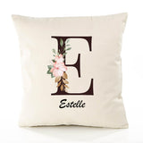 Housse de Coussin Premium Estelle Lettre - Coton Canvas Fairtrade Beige Idée Cadeau Décoration Canapé