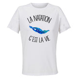 Maillot de Sport Femme Natation C'est La Vie - T-Shirt Respirant Polyester Manches Courtes - Cadeau Sportive Anniversaire Noël Fête des Mères