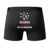 Caleçon Sylvain Silence Sylvain est en Mission - Humour Boxer Coton Idée Cadeau