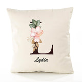 Housse de Coussin Premium Lydia Lettre - Coton Canvas Fairtrade Beige Idée Cadeau Décoration Canapé