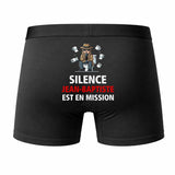 Caleçon Jean-Baptiste Silence Jean-Baptiste est en Mission - Humour Boxer Coton Idée Cadeau