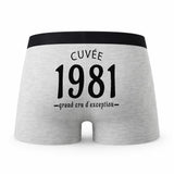 Caleçon Millésime 1981 - Humour Boxer Gris Idée Cadeau Anniversaire
