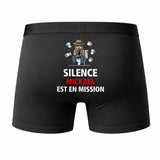 Caleçon Mickael Silence Mickael est en Mission - Humour Boxer Coton Idée Cadeau