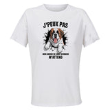 Maillot de Sport Femme Saint Bernard J'peux Pas - T-Shirt Respirant Polyester Manches Courtes - Cadeau Sportive Anniversaire Noël Fête des Mères