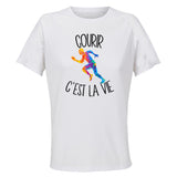 Maillot de Sport Femme Courir C'est La Vie - T-Shirt Respirant Polyester Manches Courtes - Cadeau Sportive Anniversaire Noël Fête des Mères