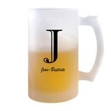 Verre à Bière Jean-Baptiste Lettre | Chope de Bière Pinte | Idée Cadeau Prénom Anniversaire Papa Collègue Départ Retraite Noël