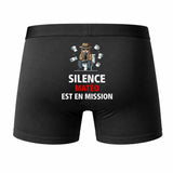 Caleçon Matéo Silence Matéo est en Mission - Humour Boxer Coton Idée Cadeau