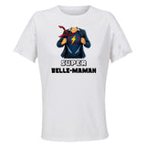 Maillot de Sport Femme Super Belle-Maman - T-Shirt Respirant Polyester Manches Courtes - Cadeau Sportive Anniversaire Noël Fête des Mères