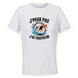 Maillot de Sport Femme Triathlon J'peux Pas - T-Shirt Respirant Polyester Manches Courtes - Cadeau Sportive Anniversaire Noël Fête des Mères