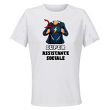 Maillot de Sport Femme Super Assistante Sociale - T-Shirt Respirant Polyester Manches Courtes - Cadeau Sportive Anniversaire Noël Fête des Mères