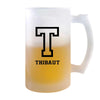 Verre à Bière Thibaut Lettre Sport | Chope de Bière Pinte | Idée Cadeau Prénom Style Basket Université Anniversaire Papa Collègue Départ Retraite Noël