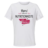 Maillot de Sport Femme pour Merci Nutritionniste Geniale - T-Shirt Respirant Polyester Manches Courtes - Cadeau Sportive Anniversaire Noël Fête des Mères