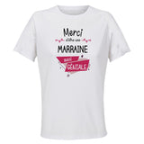 Maillot de Sport Femme pour Merci Marraine Geniale - T-Shirt Respirant Polyester Manches Courtes - Cadeau Sportive Anniversaire Noël Fête des Mères