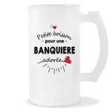 Verre à bière Banquière adorée femme | Chope de Bière Pinte Idée Cadeau Humour Collègue famille Homme Anniversaire Noël