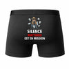 Caleçon Matthieu Silence Matthieu est en Mission - Humour Boxer Coton Idée Cadeau