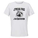 Maillot de Sport Femme Equitation J'peux Pas - T-Shirt Respirant Polyester Manches Courtes - Cadeau Sportive Anniversaire Noël Fête des Mères