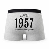 Caleçon Millésime 1957 - Humour Boxer Gris Idée Cadeau Anniversaire