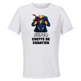 Maillot de Sport Femme Super Cheffe De Chantier - T-Shirt Respirant Polyester Manches Courtes - Cadeau Sportive Anniversaire Noël Fête des Mères