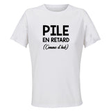 Maillot de Sport Femme Pile en Retard - T-Shirt Respirant Polyester Manches Courtes - Cadeau Sportive Anniversaire Noël Fête des Mères