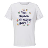 Maillot de Sport Femme pour Elisabeth Elle Assure - T-Shirt Respirant Polyester Manches Courtes - Cadeau Sportive Anniversaire Noël Fête des Mères