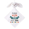 Doudou Bébé Lapin Ma Mission Yoga avec Tata Gaze de Coton Cadeau Baby Shower