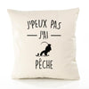 Housse de Coussin Premium j'peux Pas Peche Version Blanc - Coton Canvas Fairtrade Beige Idée Cadeau Décoration Canapé 40x40