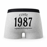 Caleçon Millésime 1987 - Humour Boxer Gris Idée Cadeau Anniversaire