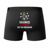 Caleçon Laurent Silence Laurent est en Mission - Humour Boxer Coton Idée Cadeau