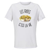 Maillot de Sport Femme Frites C'est La Vie - T-Shirt Respirant Polyester Manches Courtes - Cadeau Sportive Anniversaire Noël Fête des Mères