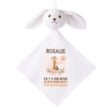 Doudou Bébé Lapin Rosalie Cou Monte Girafe Cadeau Naissance Fille Nouveau Né