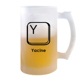 Verre à Bière Yacine Lettre Clavier | Chope de Bière Pinte | Idée Cadeau Prénom Informaticien Geek Gamer Anniversaire Papa Collègue Départ Retraite Noël