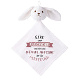 Doudou Bébé Lapin Eleonore Créature Parfaite Gaze de Coton Cadeau Baby Shower
