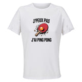 Maillot de Sport Femme Ping Pong J'peux Pas - T-Shirt Respirant Polyester Manches Courtes - Cadeau Sportive Anniversaire Noël Fête des Mères