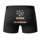 Caleçon Gilbert Silence Gilbert est en Mission - Humour Boxer Coton Idée Cadeau