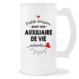 Verre à bière Auxiliaire de vie adorée femme | Chope de Bière Pinte Idée Cadeau Humour Collègue famille Homme Anniversaire Noël