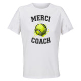 Maillot de Sport Femme pour Merci Tennis Coach - T-Shirt Respirant Polyester Manches Courtes - Cadeau Sportive Anniversaire Noël Fête des Mères