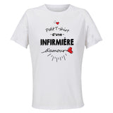 Maillot de Sport Femme Infirmiere Damour - T-Shirt Respirant Polyester Manches Courtes - Cadeau Sportive Anniversaire Noël Fête des Mères