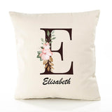 Housse de Coussin Premium Elisabeth Lettre - Coton Canvas Fairtrade Beige Idée Cadeau Décoration Canapé