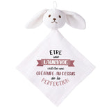 Doudou Bébé Lapin Lauriane Créature Parfaite Gaze de Coton Cadeau Baby Shower