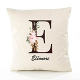 Housse de Coussin Premium Eléonore Lettre - Coton Canvas Fairtrade Beige Idée Cadeau Décoration Canapé
